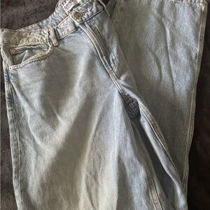 Garage Blue Relaxed Jeans with Distressed Texture